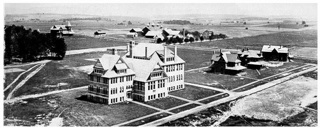 old black and white photograph of early penn state campus