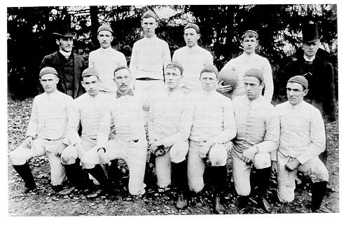 old black and white photograph of members of the first Penn State intercollegiate football team