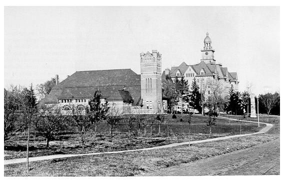 old black and white photograph of The Armory and Old Main
