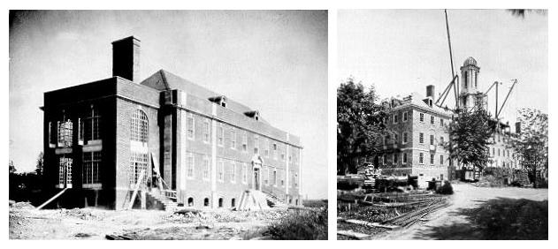 The new infirmary and Old Main under construction, late 1920s/early 1930s