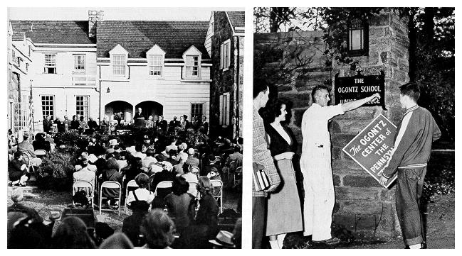 Dedication of the Behrend Undergraduate Center, October 1947, and Ogontz changing hands, September 1950. 