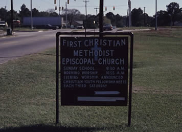 Sign outside the church