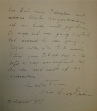 handwritten letter from Annie Von Becker