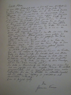 handwritten letter from Hermann Kesser