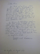 handwritten letter from Adolph and Katherine Loevi