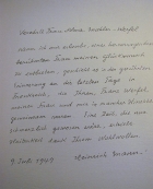 handwritten letter from Heinrich Mann