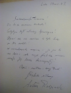 handwritten letter from Artur Rodzinski