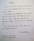 handwritten letter from Friedrich Torberg