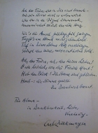 handwritten letter from Carl Zuckmayer