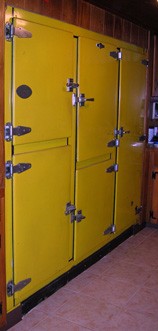 yellow commercial refrigerator