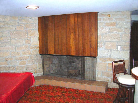 recreation room fireplace
