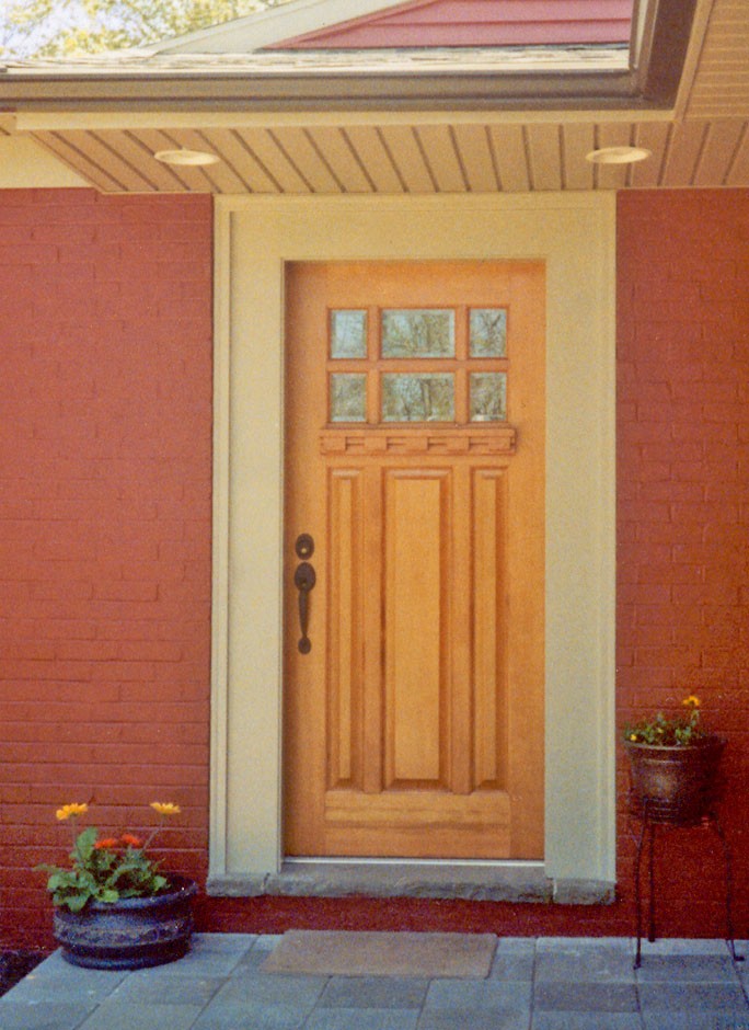 Detailed view of main entrance door.