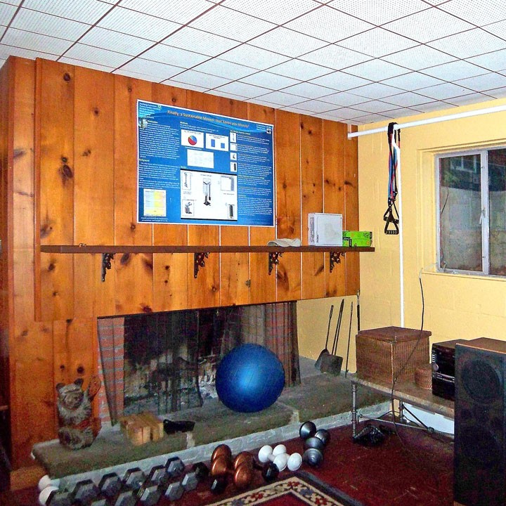 View of family room, now used for exercise