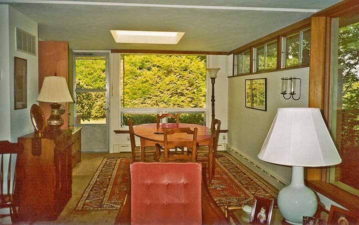 Heidrich house III, dining area picture window faces East, with a garden area beyond.