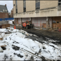 February 2019 - Ground Floor West Pattee South Wall Storefront Prep and Masonry Work